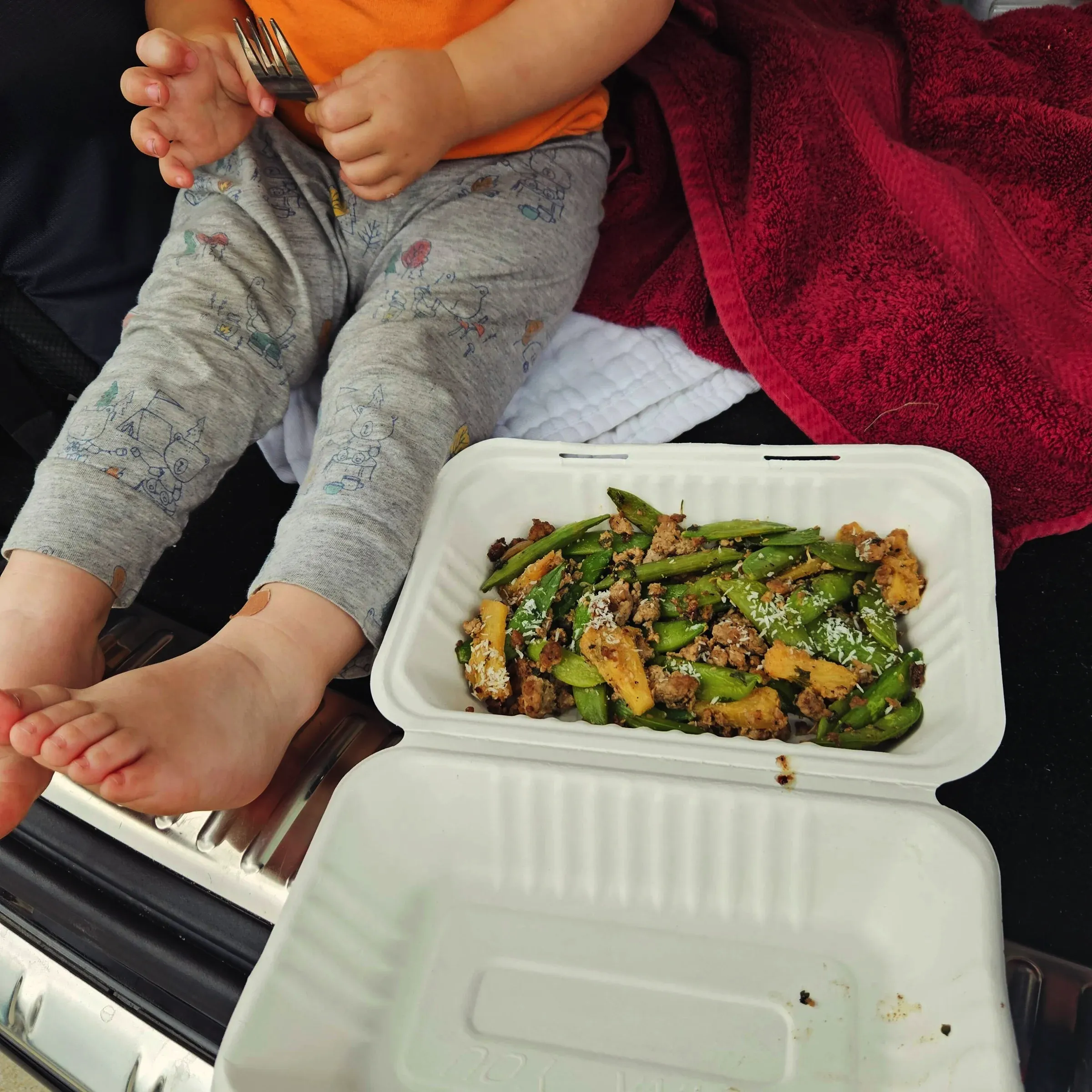 A child eating a healthy meal from DuckDuckLunch.